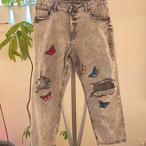 Jeans embellis buterfly